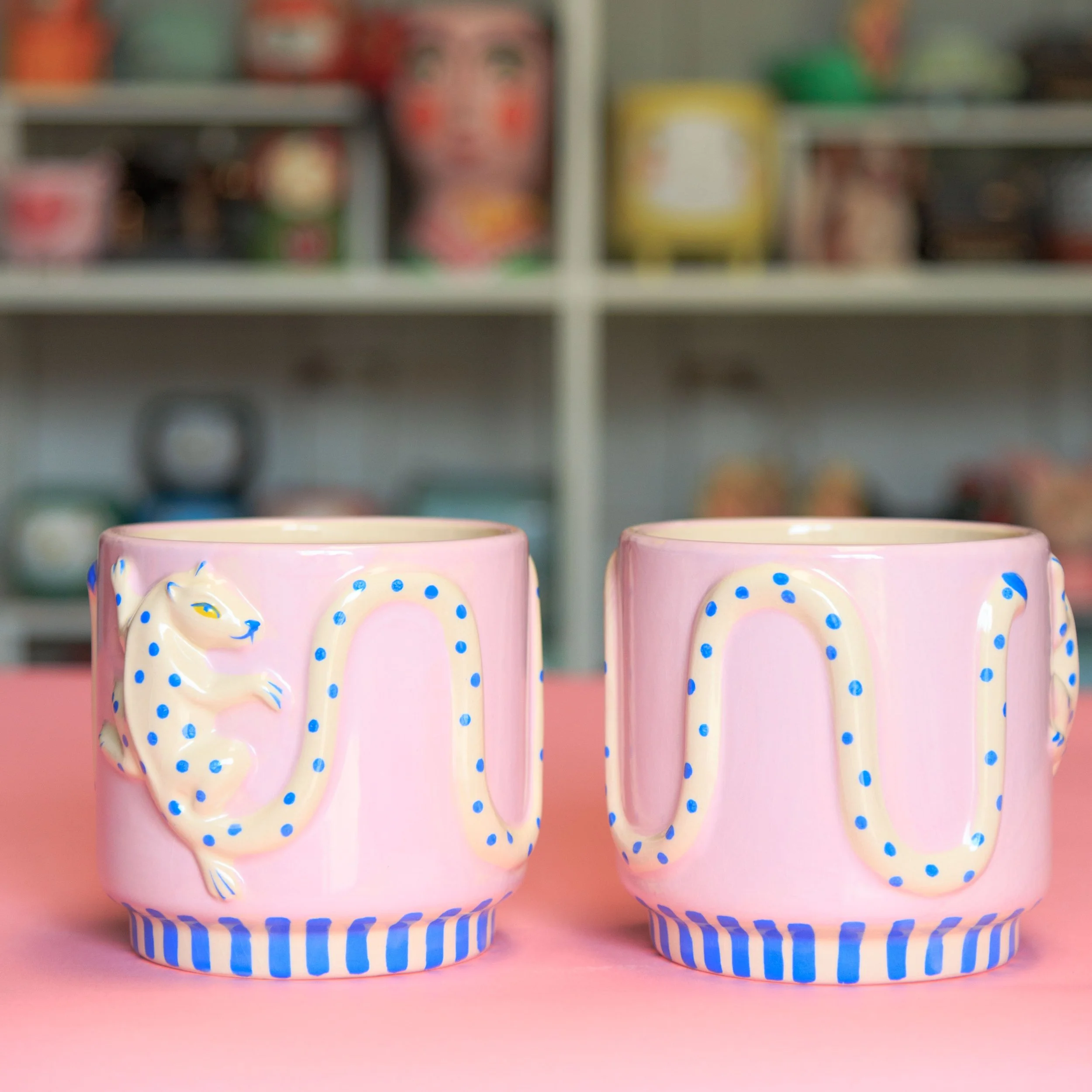Wild Tails Leopard Planter - Pink and Blue Ceramic — Stayin' Alive